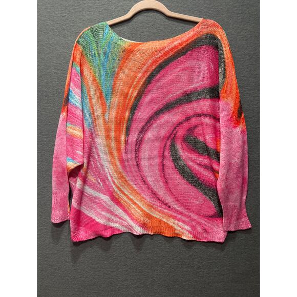 Made In Italy Swirl Printed Scoop Neck Women’s Relaxed Fit Sweater Size 3X NWOT - Picture 1 of 6